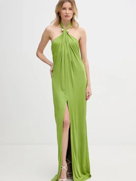 Retrofete rochie halter din vâscoză Becs verde