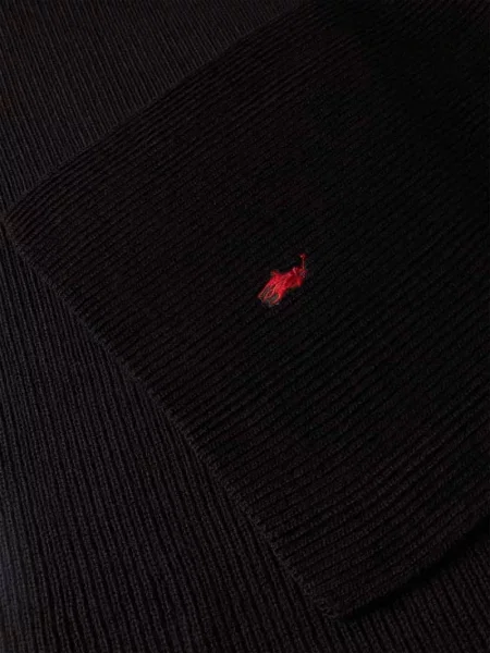 Haftowana szal Ralph Lauren wełniana szara