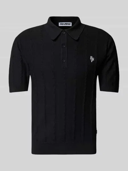Koszulka polo o kroju regular fit z wyhaftowanym logo Review czarne