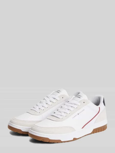 Sneakersy z naturalnej skóry z napisem z logo Tommy Hilfiger białe