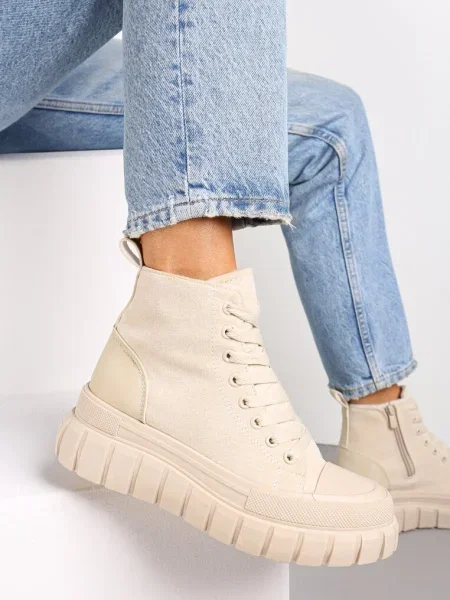Cizme la gleznă pe platforma Viuana bej