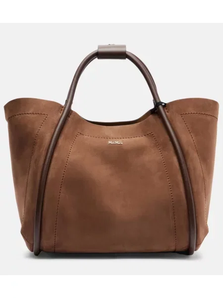 Geantă Max Mara din piele de căprioară maro