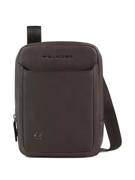 Rucsac Piquadro din piele cu autograf maro