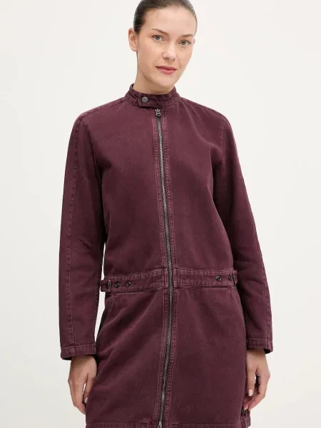 G-Star rochie jeans mini drept bordo