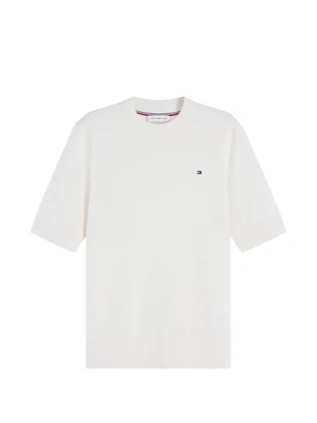 Scurt pulover Tommy Hilfiger cu broderie alb