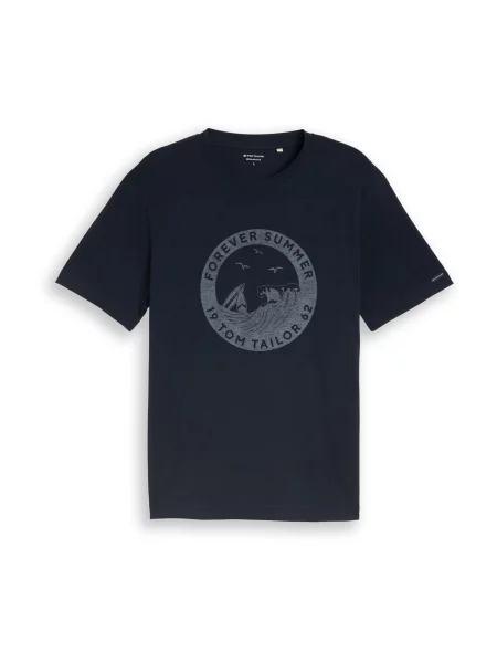 TOM TAILOR Tricou bleumarin / fumuriu albastru