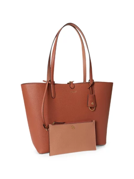 Shopper torbica Lauren Ralph Lauren s autogramom smeđa