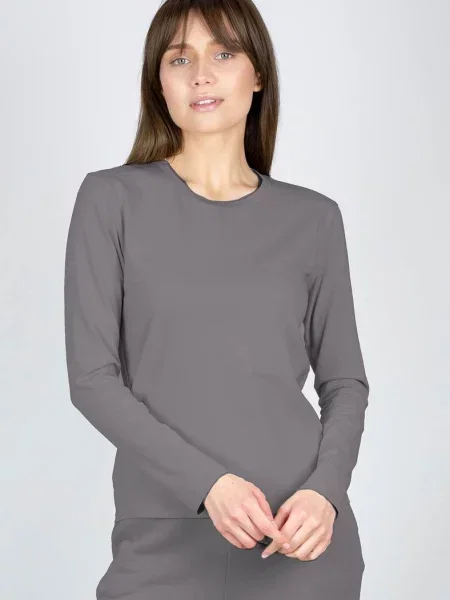 Женский трикотажный лонгслив сірий