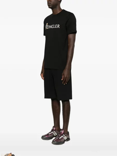 Тениска Moncler с принт с кръгло деколте черно