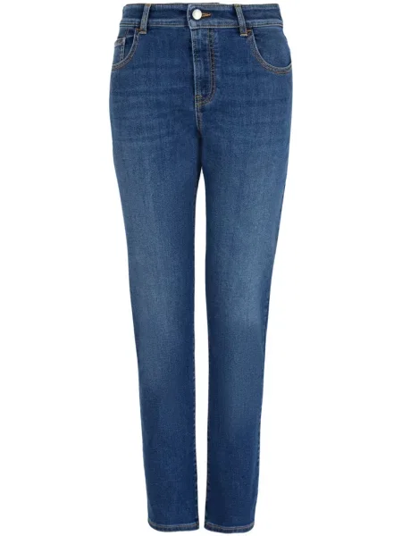 Blugi Emporio Armani cu talie înaltă albastru