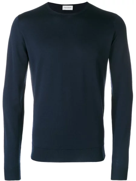 Pulover John Smedley tricotate cu decolteu rotund albastru