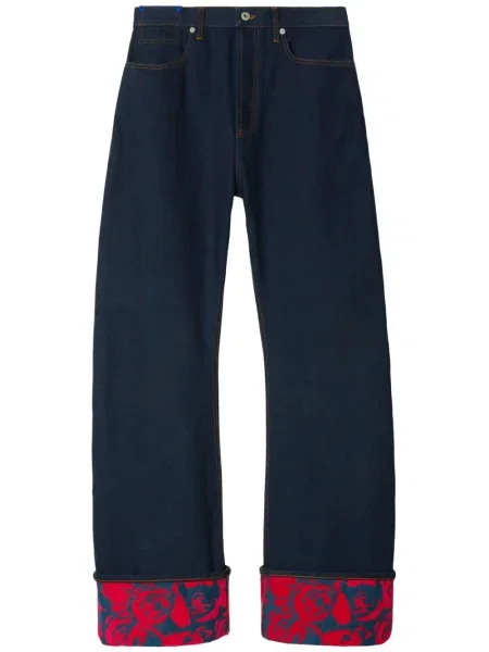 Blugi drepți Burberry cu imagine albastru