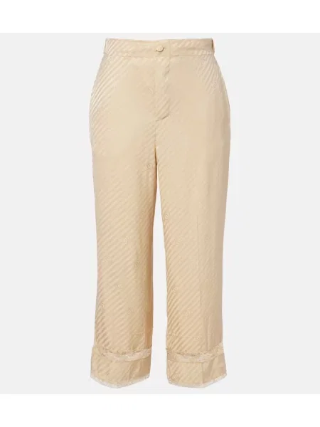 Svilene hlače Gucci obrezano bež