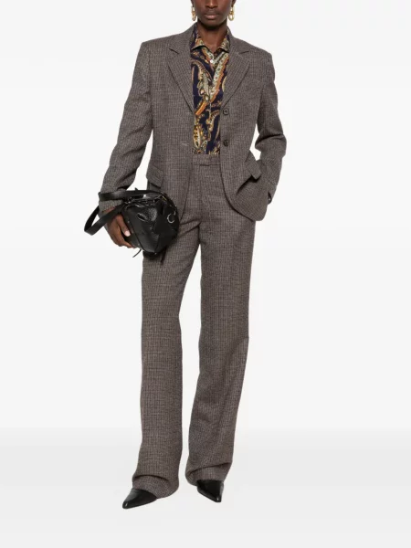 Pantaloni Etro în carouri gri