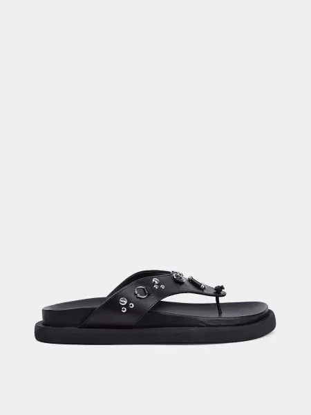 Шкіряні Шльопанці Attizzare чорний