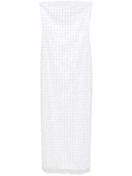 Sukienka midi Rotate Birger Christensen z cekinami garniturowa biała