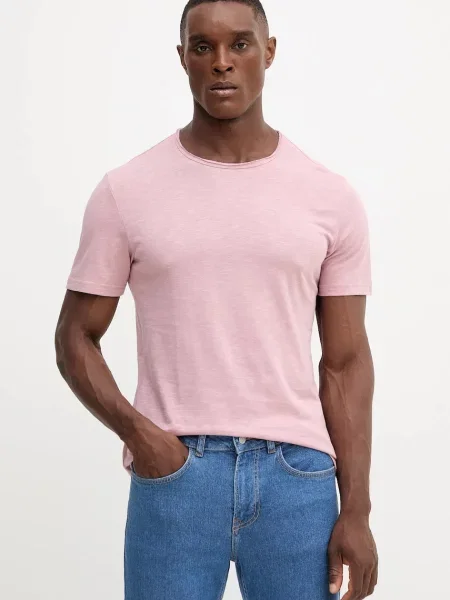 Тениска United Colors of Benetton с изчистен дизайн бежово