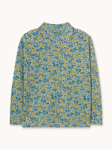Tinycottons лонгслів дитячий з FLOWER PATTERN RIB MOCKNECK