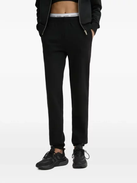 Pantaloni Guess alergare cu autograf negru