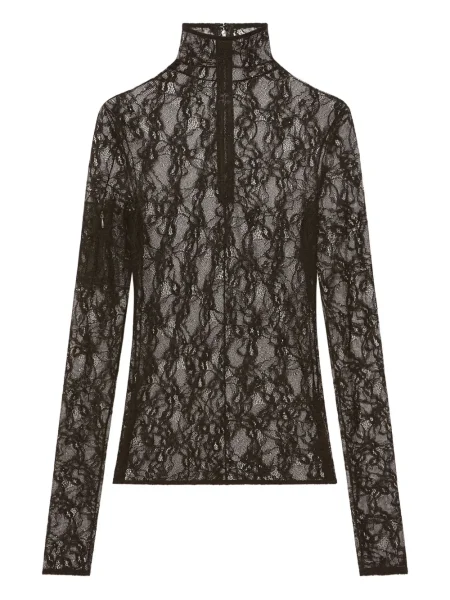 Top Courreges din dantelă negru