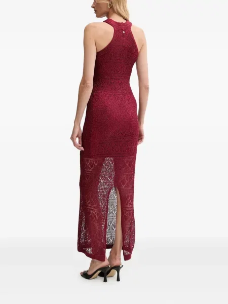 Rochie maxi Guess tricotate cu gât halter roșu