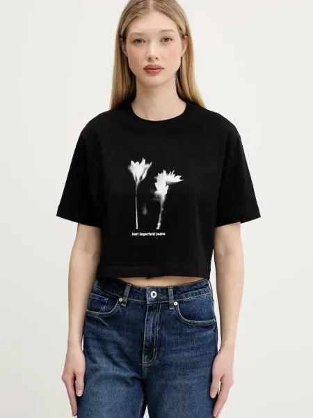 Тениска Karl Lagerfeld Jeans дамска черно