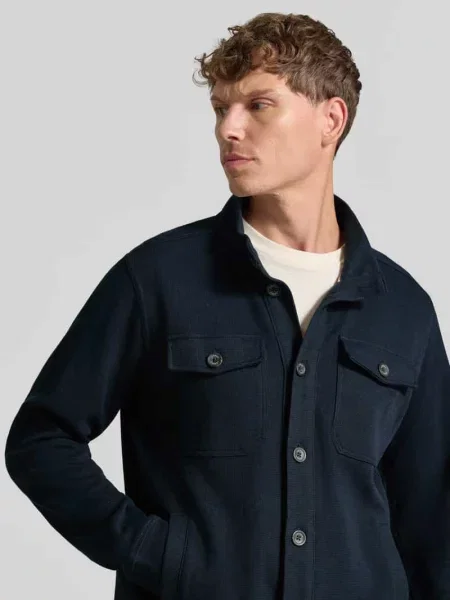 Kurtka w kroju regular fit z mieszanki bawełny model SELANIK' Lerros granatowa