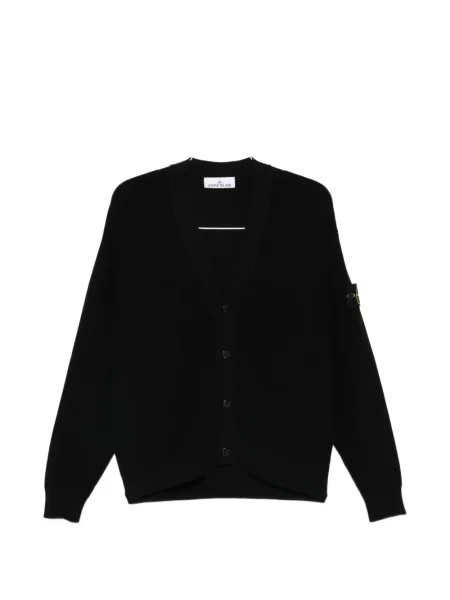 Cardigan Stone Island cu decolteu în V cu strasuri negru