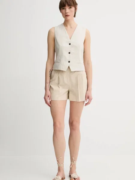 Marc O'Polo kamizelka lniana jednorzędowa beżowy