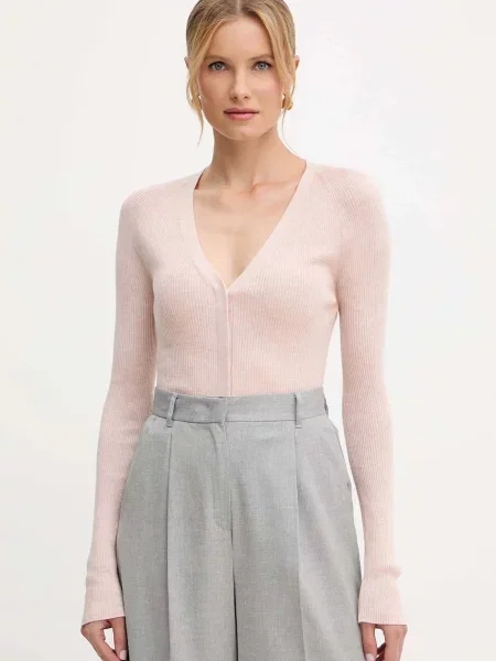 BOSS cardigan din lana light portocaliu