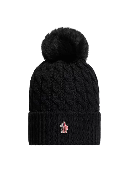 Dzianinowa czapka Moncler czarna