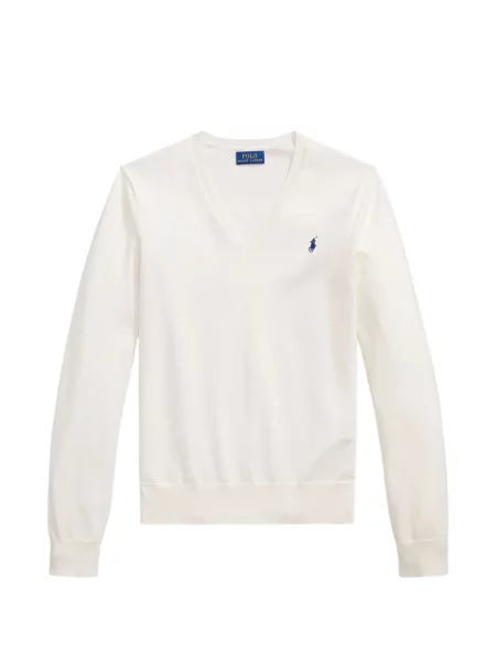 Fleece polo Polo Ralph Lauren με κέντημα με λαιμόκοψη v κόκκινο