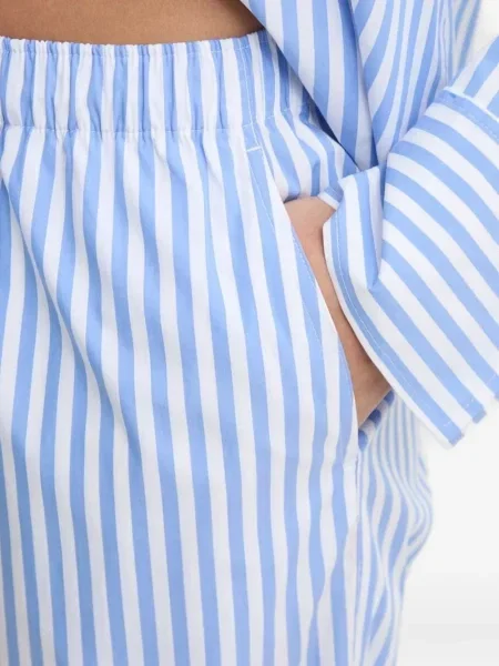 Tricou Polo Ralph Lauren cu decolteu rotund de mătase cu dungi alb