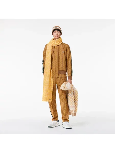 Lacoste Spodnie Dresowe Paris Monogram Jacquard brązowe