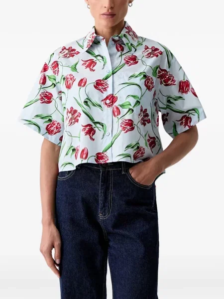Decupat cămașă Kenzo cu model floral cu imagine albastru