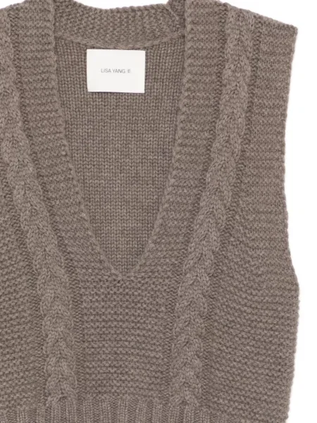 Плетен елек Lisa Yang кафяво