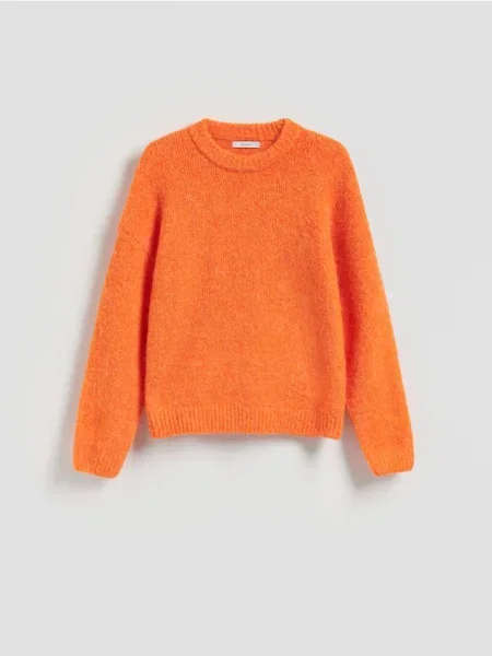 Reserved Pulover cu adaos de lână portocaliu