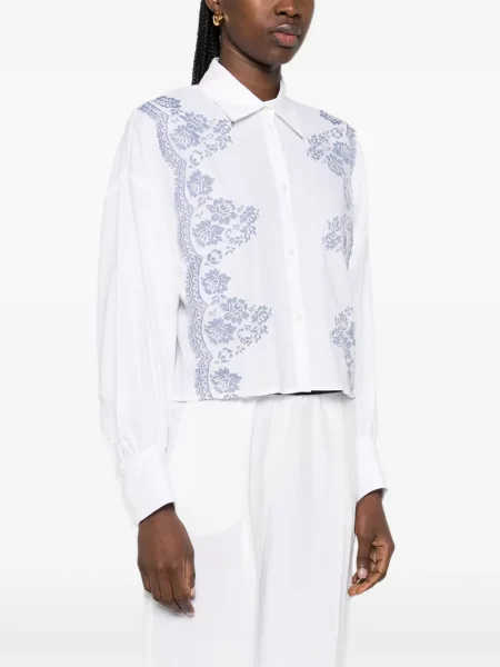 Koszula Ermanno Firenze w kwiatki koronkowa biała