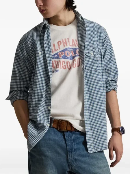 Czapka z daszkiem Polo Ralph Lauren w kratkę z twillu biznesowa niebieska