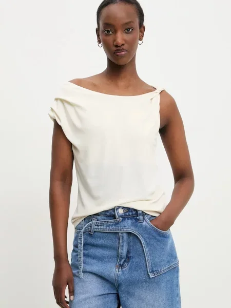 Блуза Answear Lab с изчистен дизайн бежово