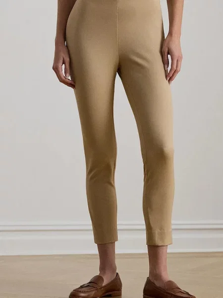 Lauren Ralph Lauren Slim fit hlače za žene s viskozom bež