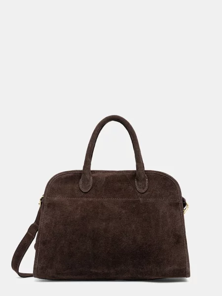 Answear.LAB geanta de mana din piele intoarsa maro