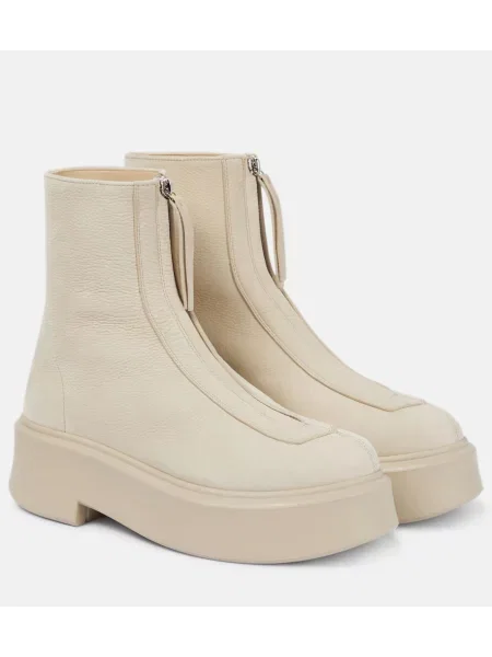 Cizme scurte The Row din piele bej