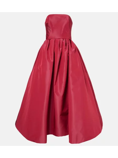 Jedwabna sukienka koktajlowa Carolina Herrera bez ramiączek garniturowa niebieska