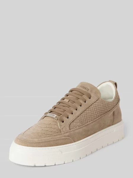 Sneakersy ze skóry z detalami z logo model ‘FLINT’ Antony Morato beżowe