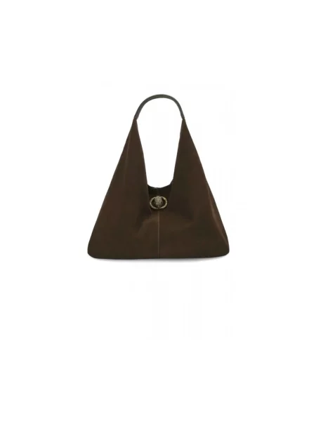 Kurt Geiger London torebka shopper zamszowa CHELSEA LG SLOUCH HOBO brązowa