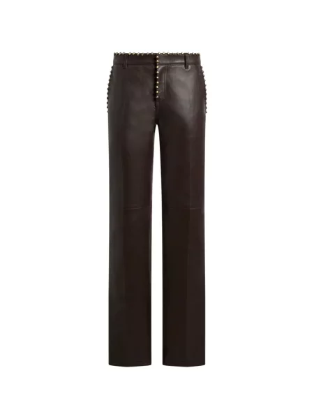 Pantaloni Etro din piele cu tepi maro