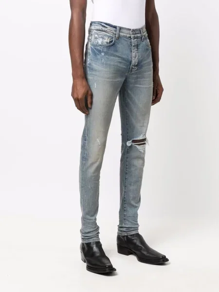 Skinny jeansy skinny Amiri z przetarciami niebieskie