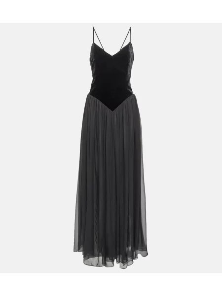 Rochie maxi Chloé de mătase de costum negru