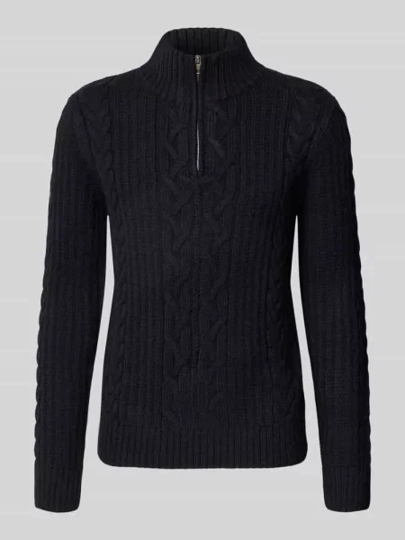 Sweter z dzianiny w kroju slim fit z dodatkiem wełny model JACOB' Superdry granatowy